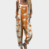 Paula | Mono Estampado de Tirantes Geométrico Naranja Cómodo