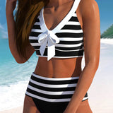 Martina | Bikini de cintura alta a rayas