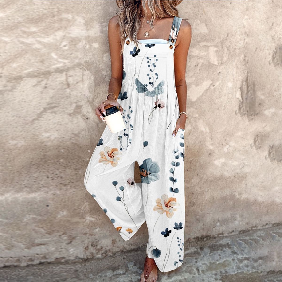 Lucía | Mono Estampado de Tirantes con Flores Cómodo