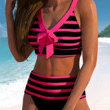 Martina | Bikini de cintura alta a rayas