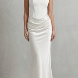 VESTIDO MAXI CORSÉ PALABRA DE HONOR CON DRAPEADO