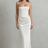 VESTIDO MAXI CORSÉ PALABRA DE HONOR CON DRAPEADO