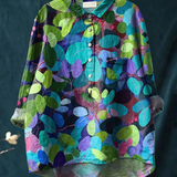 Adriana | Camisa casual de mujer con arte del bosque impreso