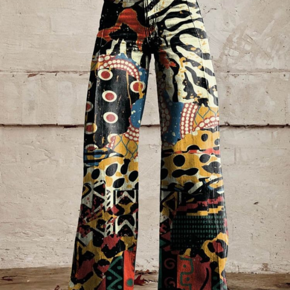 ÉLODIE | Pantalón Ancho con Motivo Artístico Elegante y Audaz
