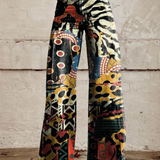 ÉLODIE | Pantalón Ancho con Motivo Artístico Elegante y Audaz