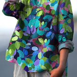 Adriana | Camisa casual de mujer con arte del bosque impreso