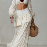 CONJUNTO BOHO CON TOP CROP Y FALDA LARGA