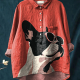 Valeria | Camiseta Casual con Patrón Decorativo de Bulldog Francés