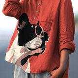 Valeria | Camiseta Casual con Patrón Decorativo de Bulldog Francés