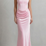 VESTIDO MAXI CORSÉ PALABRA DE HONOR CON DRAPEADO