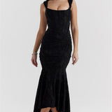 VESTIDO LARGO CON CORSET Y MODELADO ELEGANTE