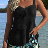 Laluna - Tankini a rayas con pantalones cortos de playa de dos piezas