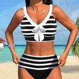 Martina | Bikini de cintura alta a rayas