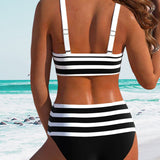 Martina | Bikini de cintura alta a rayas