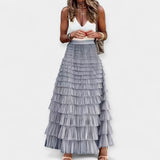Valerie - Falda boho con dobladillo de satén y malla