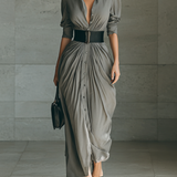 Zahara - Vestido largo plisado elegante