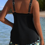 Laluna - Tankini a rayas con pantalones cortos de playa de dos piezas