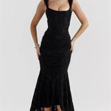 VESTIDO LARGO CON CORSET Y MODELADO ELEGANTE