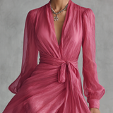 Mia | Vestido de Chifón Rosa con Escote en V