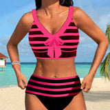 Martina | Bikini de cintura alta a rayas