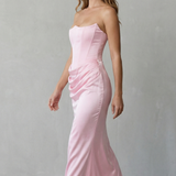 VESTIDO MAXI CORSÉ PALABRA DE HONOR CON DRAPEADO