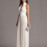 Rita | Mono de Pierna Ancha con Cuello Halter Plisado