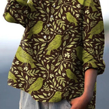 Remedios | Camiseta Casual de Arte Floral Vintage de Aves