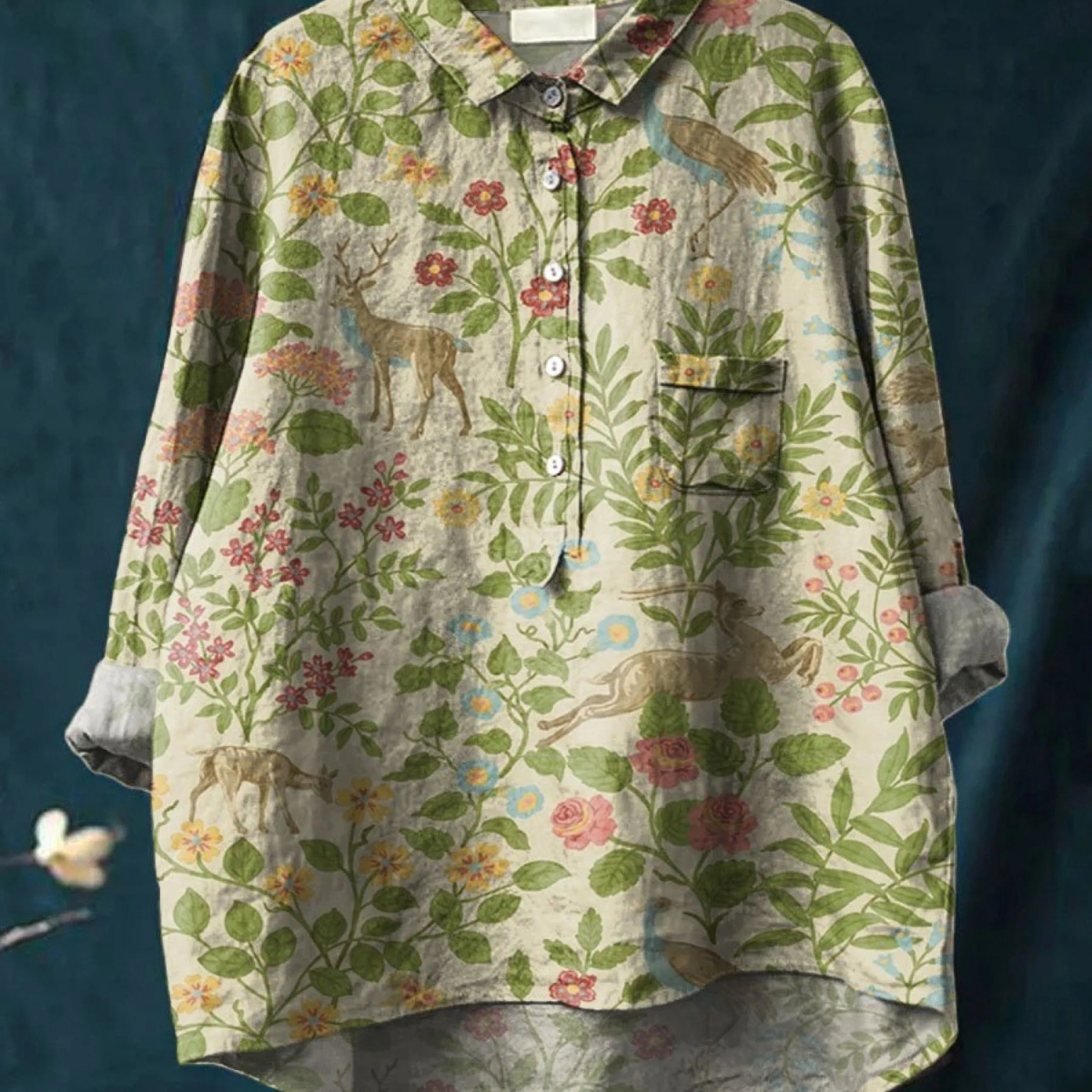 Paloma | Camiseta Casual de Arte Floral Vintage de Animales