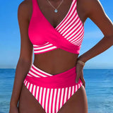 Bikini Cruzado Rayado Impreso