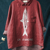 Amparo | Camiseta Casual con Estampado de Sardina