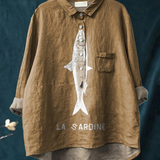 Amparo | Camiseta Casual con Estampado de Sardina