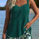 Laluna - Tankini a rayas con pantalones cortos de playa de dos piezas