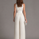 Rita | Mono de Pierna Ancha con Cuello Halter Plisado