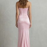 VESTIDO MAXI CORSÉ PALABRA DE HONOR CON DRAPEADO