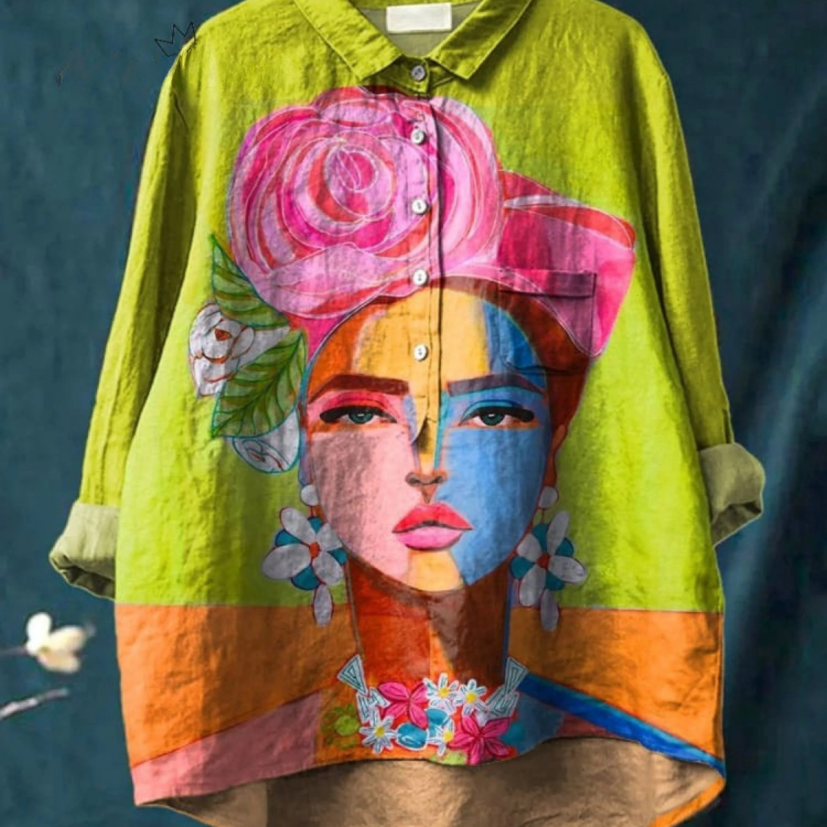 Lola | Camiseta Casual con Retrato de Freda en Pintura al Óleo Impresa