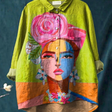 Lola | Camiseta Casual con Retrato de Freda en Pintura al Óleo Impresa