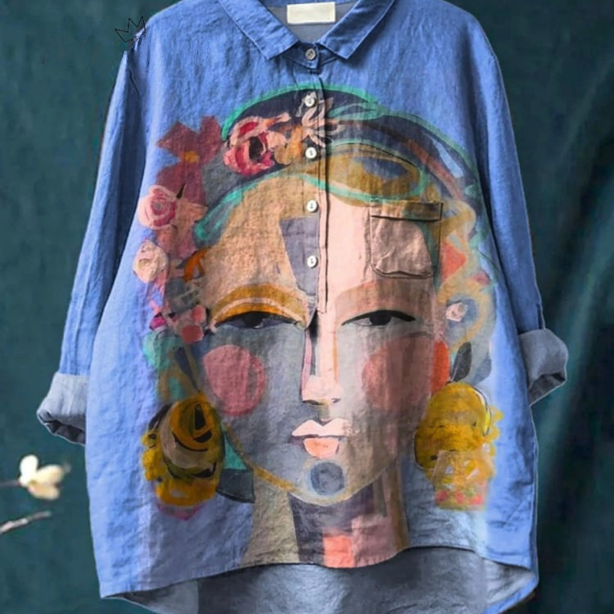 Lola | Camiseta Casual con Retrato de Freda en Pintura al Óleo Impresa