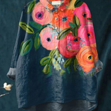 Inés | Camiseta Casual con Estampado Floral Artístico