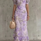 VESTIDO MAXI CON SILUETA FLORAL ROMÁNTICA