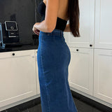 FALDA MIDI VAQUERA CON BOTONES Y ABERTURA FRONTAL