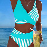Bikini Cruzado Rayado Impreso