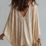 VESTIDO MINI BOHEMIO DE LENTEJUELAS COLOR CHAMPÁN