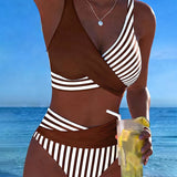 Bikini Cruzado Rayado Impreso