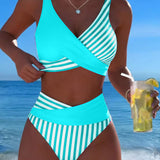 Bikini Cruzado Rayado Impreso