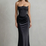 VESTIDO MAXI CORSÉ PALABRA DE HONOR CON DRAPEADO