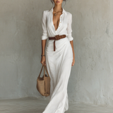 Isabel | Maxivestido con cuello de solapa y manga larga