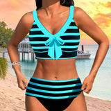 Martina | Bikini de cintura alta a rayas