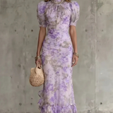 VESTIDO MAXI CON SILUETA FLORAL ROMÁNTICA