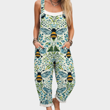 Inés | Mono Estampado de Tirantes Tropical con Abejas Cómodo