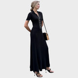 Lídia | Vestido de Malla con Decote en V y Botones